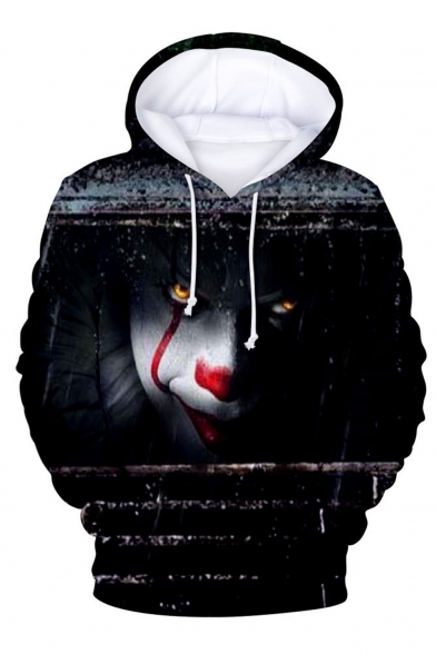 Halloween Clown Joker 3D Printed Long Sleeve Drawstring Pullover Hoodie