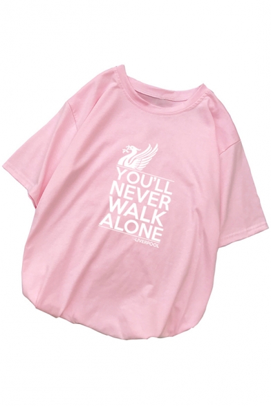 Hot Popular Short Sleeve Round Neck You'll Never Walk Alone Letter Printed Unique T-Shirt for Couple