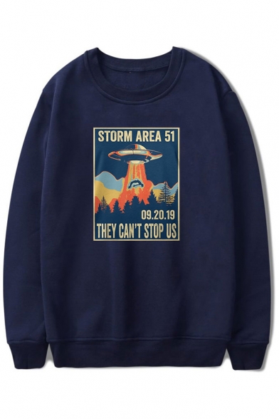 Hot Trendy Storm Area Graphic Printed Round Neck Long Sleeve Pullover Leisure Sweatshirt