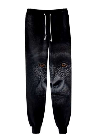 New Arrival Popular Orangutan 3D Printed Drawstring Waist Casual Loose Cotton Sports Sweatpants
