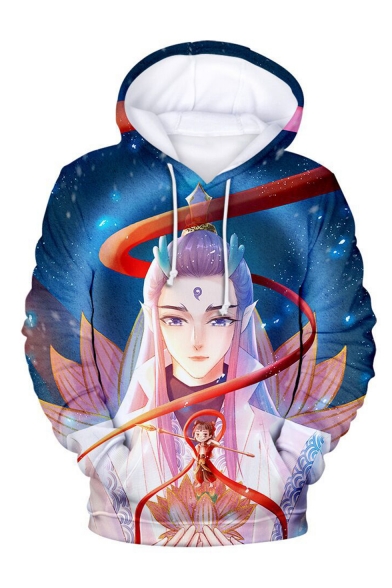 New Fashion Cool Comic Character 3D Printed Drawstring Hooded Long Sleeve Loose Pullover Hoodie