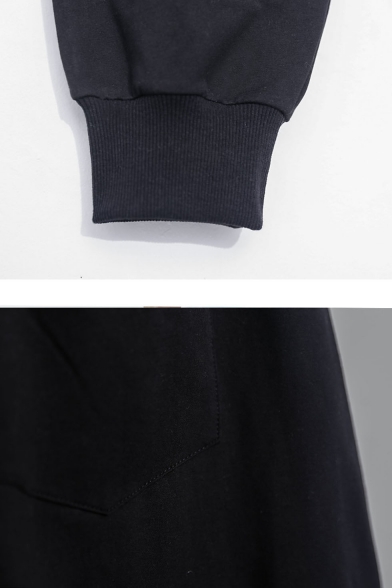 New Fashion Simple Plain Black Drawstring Waist Loose Drop-Crotch Harem Pants for Men