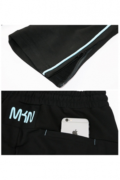 Popular Fashion Colorblock Logo Embroidery Drawstring Waist Men's Fitness Sweatpants Pencil Pants