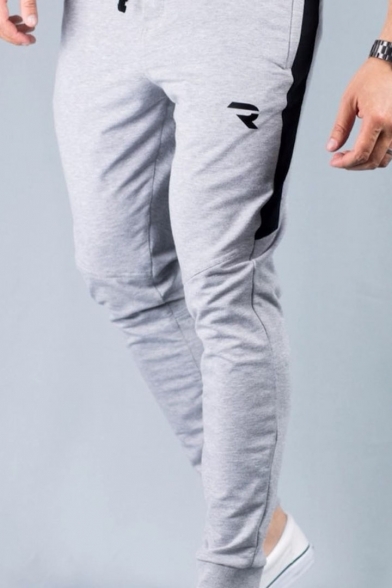 Popular Fashion Colorblock Patched Side Logo Printed Men's Fitness Pencil Pants