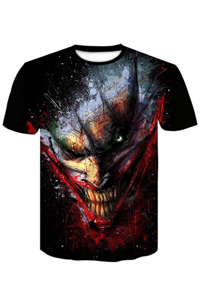 Summer New Trendy Mens Short Sleeve Round Neck Joker Clown Printed T-Shirt