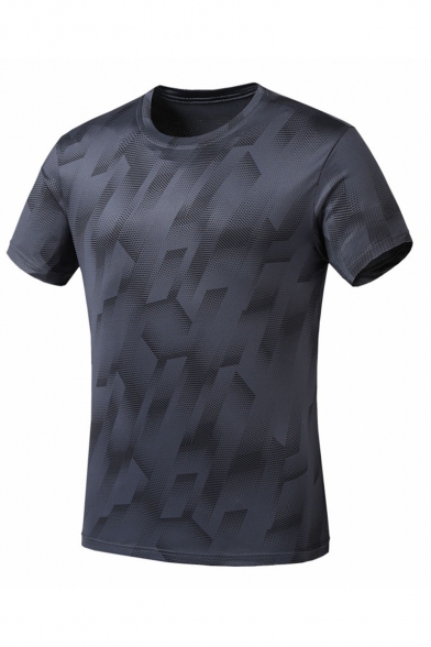 Summer Short Sleeve Round Neck Geometric Printed Quick Dry Leisure T Shirt for Couple