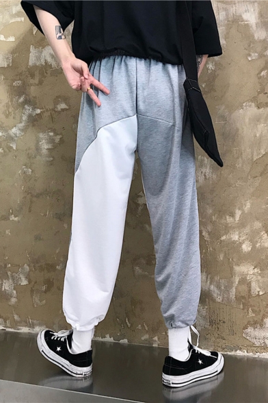 Unisex New Fashion Colorblock Patched Loose Fit Trendy Drawstring Track Pants