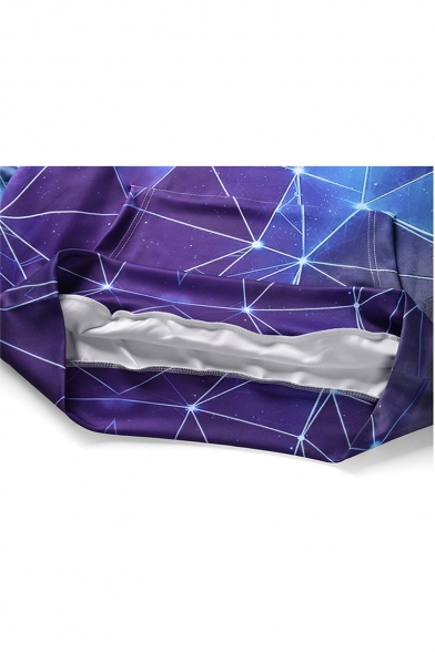 Unisex New Fashion Purple Geometric 3D Printed Long Sleeve Casual Loose Hoodie