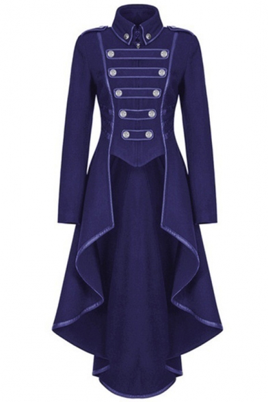 Vintage Medieval Cosplay Costume Turn-Down Collar Long Sleeve Longline Swallowtail Coat