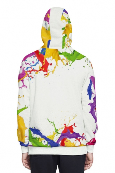 Couple Colorful Print Long Sleeve Zippered Side Pullover Hoodie