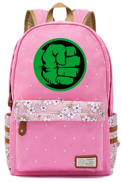 Fashion Floral Comic Fist Printed Unisex Students School Bag Backpack 30*42*14.5cm