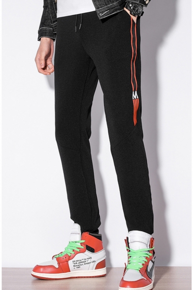Men's Popular Fashion Contrast Stripe Printed Drawstring Waist Casual Sports Track Pants