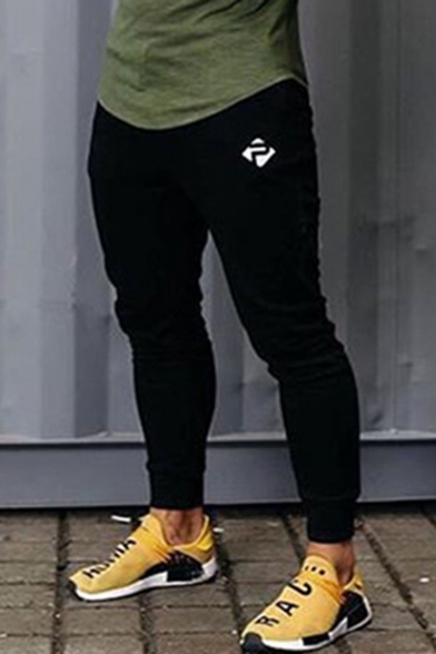 Men's Simple Fashion Logo Printed Slim Jogging Sweatpants Fitness Pencil Pants