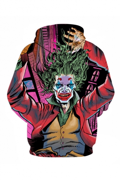 New Fashion Popular Joker 3D Printed Long Sleeve Unisex Pink Loose Pullover Hoodie