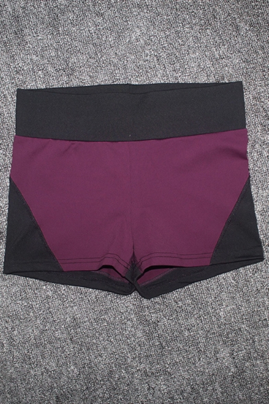 Summer Hot Fashion Colorblock High Waist Quick-Drying Breathable Heart Shaped Peach Hip Sports Skinny Shorts