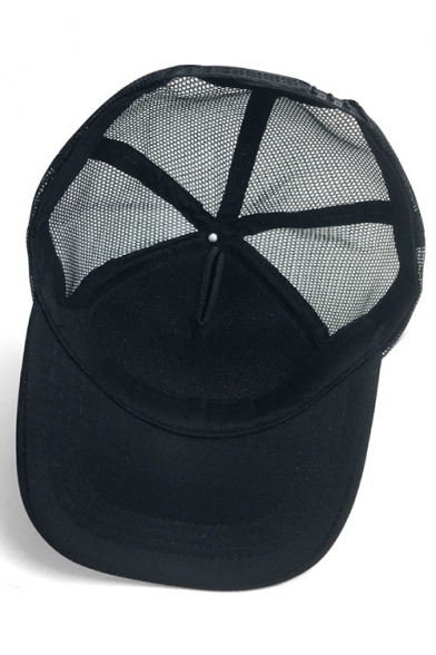 Cool Simple Logo Printed Mesh Panel Black Unisex Outdoor Baseball Cap