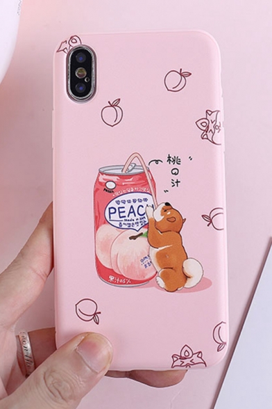 Funny Cute Cartoon Dog Printed Pink Mobile Phone Case for iPhone