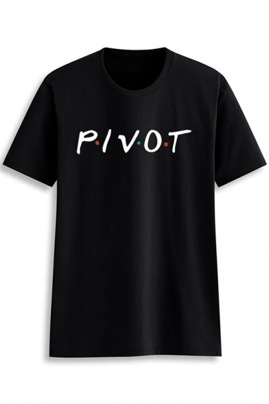 Hot Popular Dot Letter PIVOT Printed Loose Fitted Short Sleeve T-Shirt