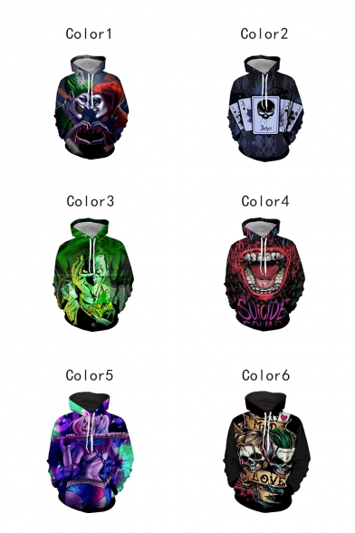 New Arrival Hot Fashion Comic Character Joker 3D Printed Long Sleeve Loose Fit Unisex Pullover Hoodie