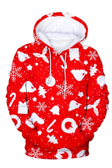 New Fashion Christmas Santa Claus 3D Printed Long Sleeve Loose Fit Unisex Drawstring Pullover Hoodie