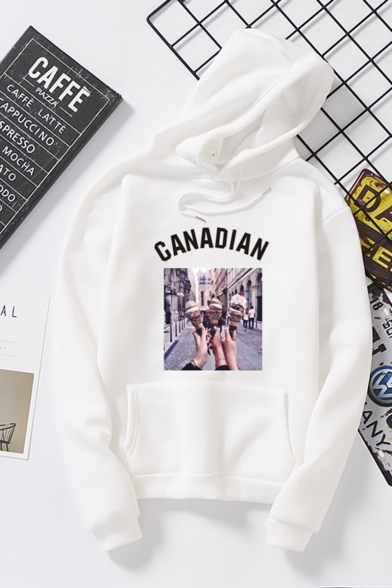 New Fashion Letter CANADAN Ice Cream Printed Long Sleeve Unisex Pullover Hoodie