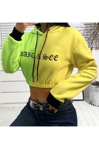 New Fashion Letter Color Block Long Sleeve Pullover Hoodie