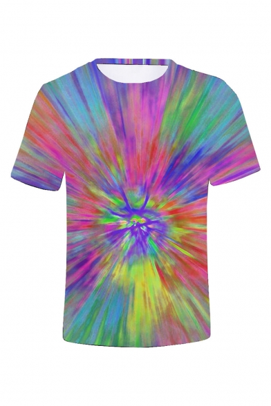 Summer New Stylish Short Sleeve Round Neck 3D Tie-dye Print T-Shirt For Men