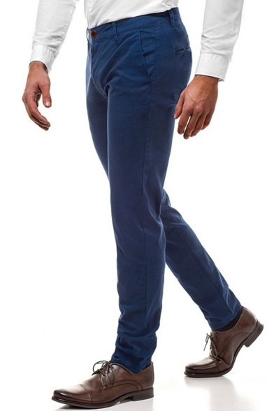 Basic Fashion Simple Plain Slim Fitness Business Dress Pants for Men