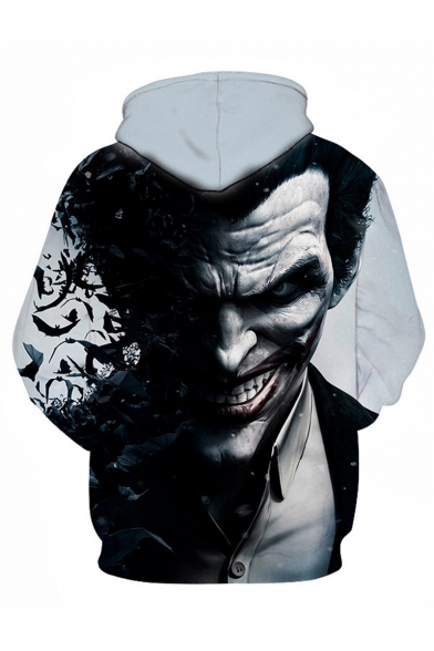 Hot Fashion Cool Joker 3D Printed Long Sleeve Black and Grey Loose Pullover Hoodie