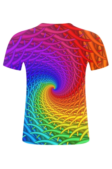 New Stylish 3D Print Basic Round Neck Short Sleeve T-Shirt For Men