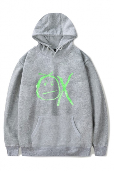 Popular Fashion Letter OX Funny Face Printed Long sleeve Casual Sports Hoodie