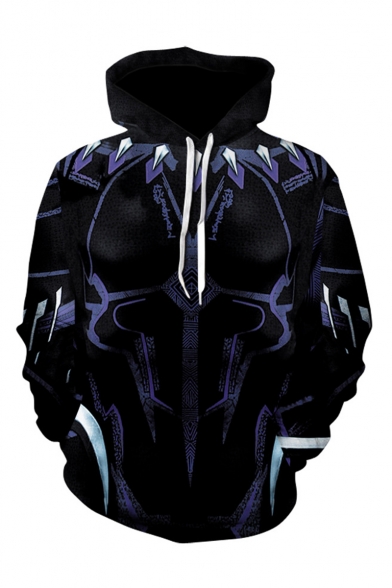 Cool 3D Printed Cosplay Costume Long Sleeve Black Casual Loose Drawstring Hoodie