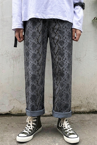 Unisex Trendy Snakeskin Printed Fashion Wide Leg Pants