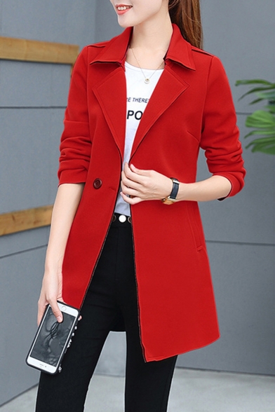 Women's Comfortable Long Sleeve Double Button Longline Fitted Trench Coat
