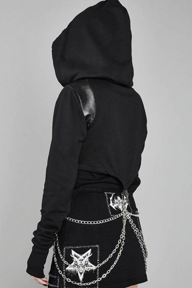 cropped chain hoodie