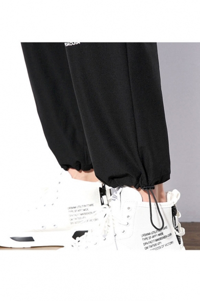 Mens Simple Fashion Letter Printed Loose Fit Casual Drawstring Track Pants