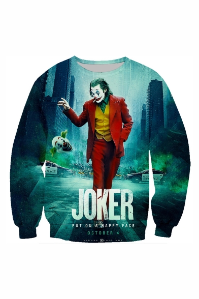 New Arrival Hot Popular Joker 3D Printed Long Sleeve Round Neck Loose Sweatshirts