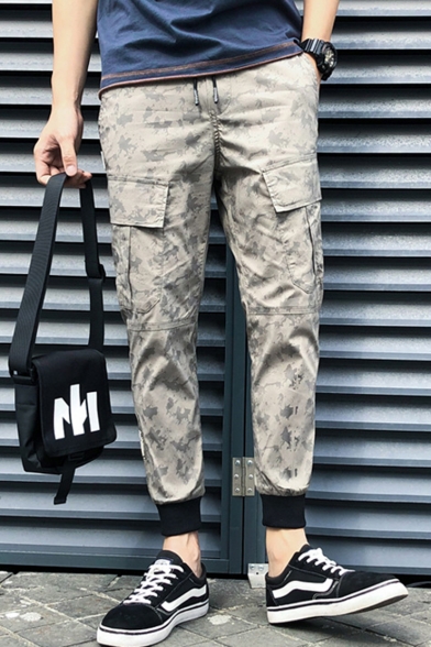 New Stylish Camouflage Printed Flap Pocket Side Casual Slim Cargo Pants