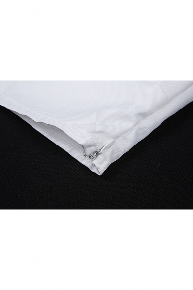 Womens New Arrival Stylish Plain Puff Short Sleeve Cutout Embellished White Cropped Shirt