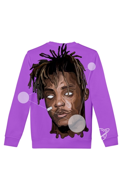 American Hot Popular Rapper Comic Figure 3D Printed Purple Long Sleeve Casual Loose Pullover Sweatshirts