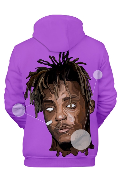 American Hot Popular Rapper Comic Figure 3D Printed Purple Long Sleeve Loose Pullover Hoodie