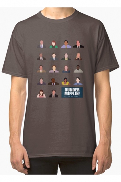 Dunder Mifflin Figure Printed Round Neck Short Sleeve Summer T-Shirt