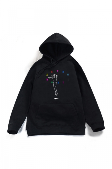 Hot Trendy Astroworld WISH YOU WERE HERE Letter Printed Long Sleeve Unisex Sports Hoodie with Pocket