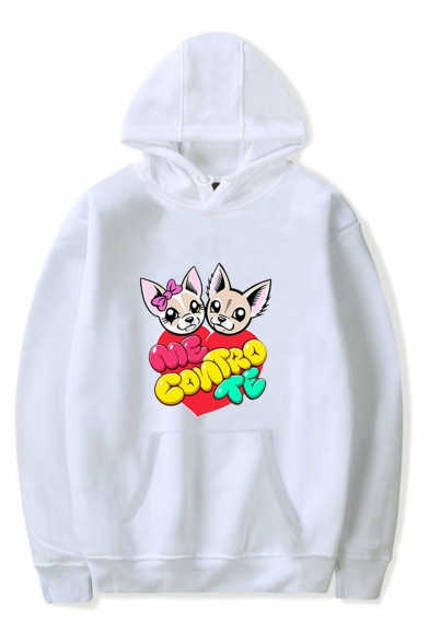 Lovely Cartoon Dog Letter Printed Long Sleeve Unisex Casual Sports Hoodie