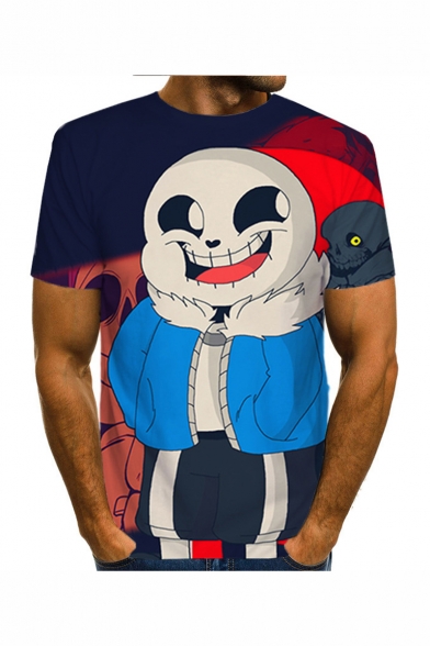 Mens New Arrival Funny 3D Print Short Sleeve Round Neck T-Shirt For Men