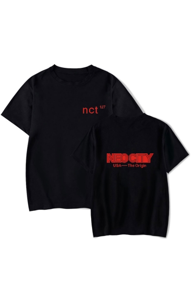 New Stylish Letter NEO CITY Print Round Neck Short Sleeve Unisex Casual T-Shirt