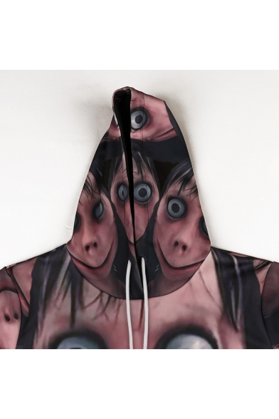New Stylish Momo Terrorist Event Cartoon Figure 3D Printed Long Sleeve Unisex Drawstring Hoodie