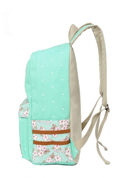 Stylish Floral Comic Logo Printed Unisex Canvas School Bag Backpack 30*42*14.5cm