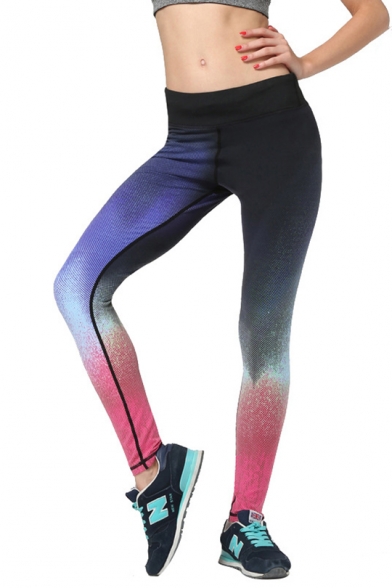 Womens Quick Dry Trendy Gradient Color Skinny Fit Yoga Leggings