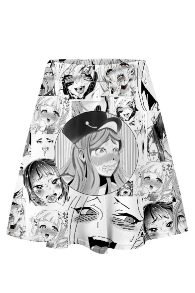 Ahegao Comic Anime 3D Cartoon Girls Printed Knee Length A-Line Skirt